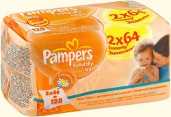 Салфетки влажные детские, Pampers (Памперс) №128 нейчерали клин